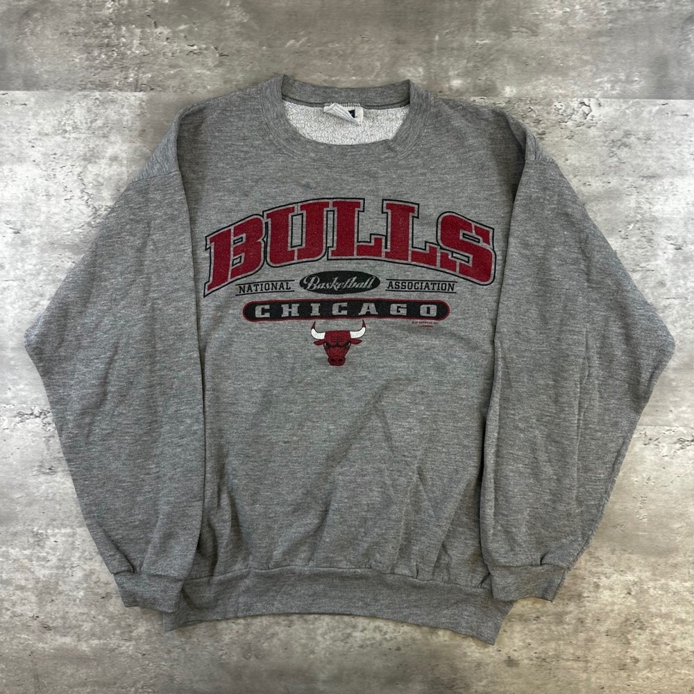 Vintage CSA Chicago Bulls NBA Sweatshirt Heather Gray Crewneck Large 90s